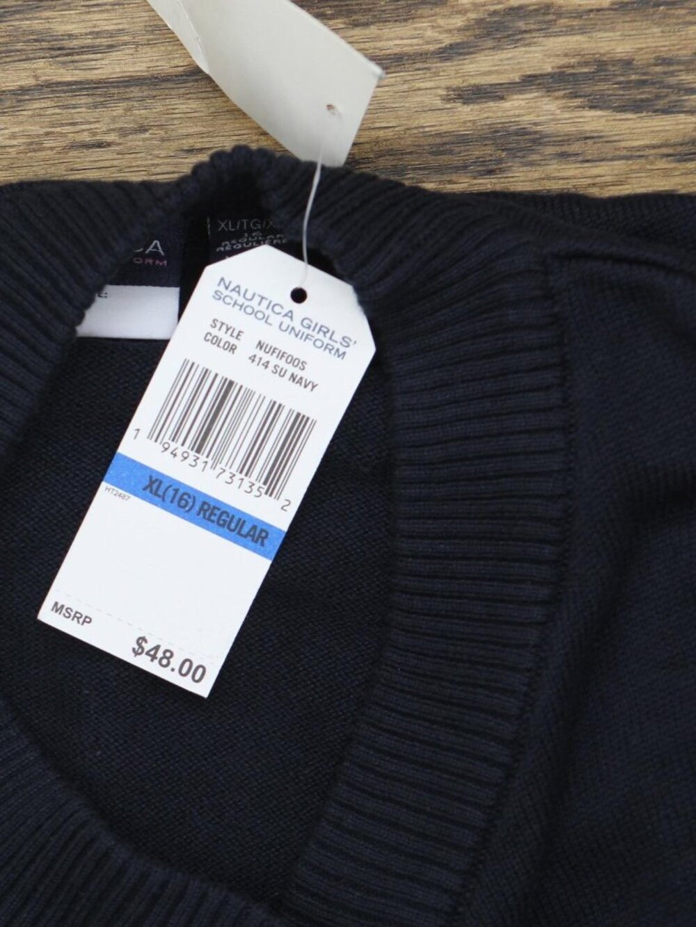 NWT Nautica Big Girls Solid Button Front Cardigan NUFIF00S-414 Navy Blue XL (16) - Picture 5 of 7
